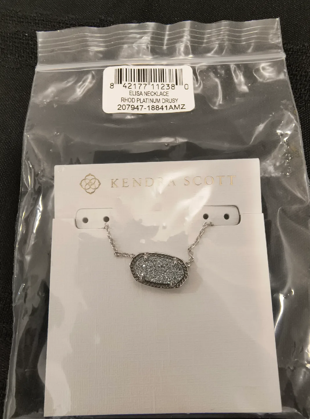 New Kendra Scott Elisa Necklace - Rhodium Platinum Drusy image indicator(3)