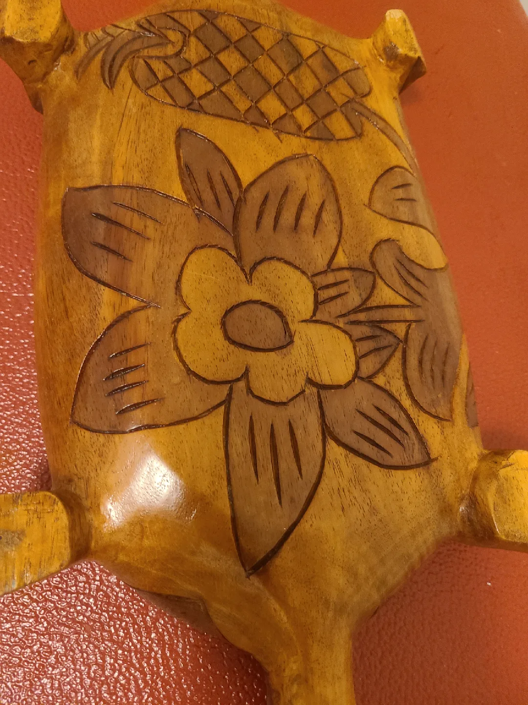 Vintage Wooden handcarved Turtle Dish🥕 image indicator(2)