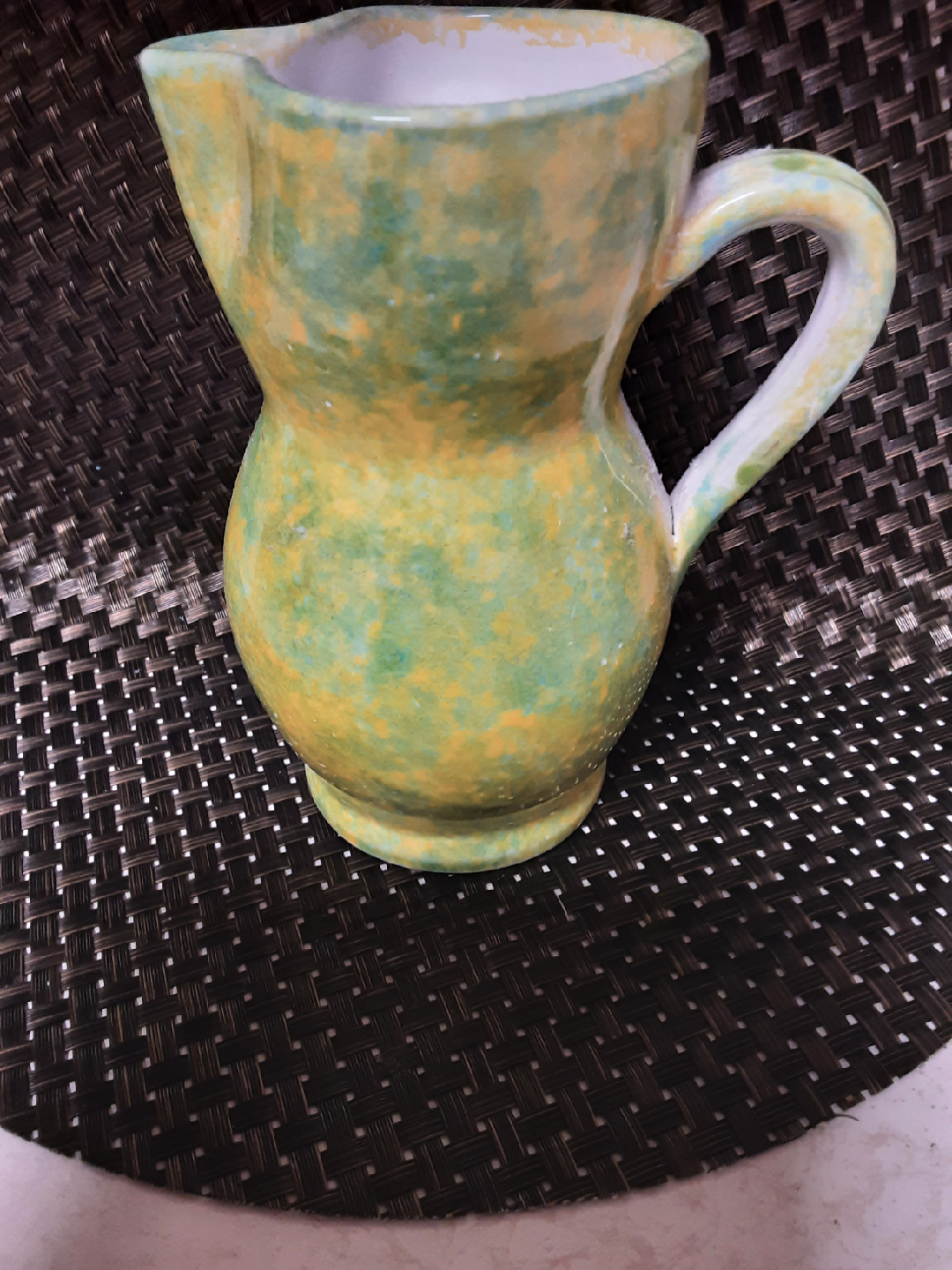 Hand-painted Ceramic Pitcher - Yellow & Green - photo 2