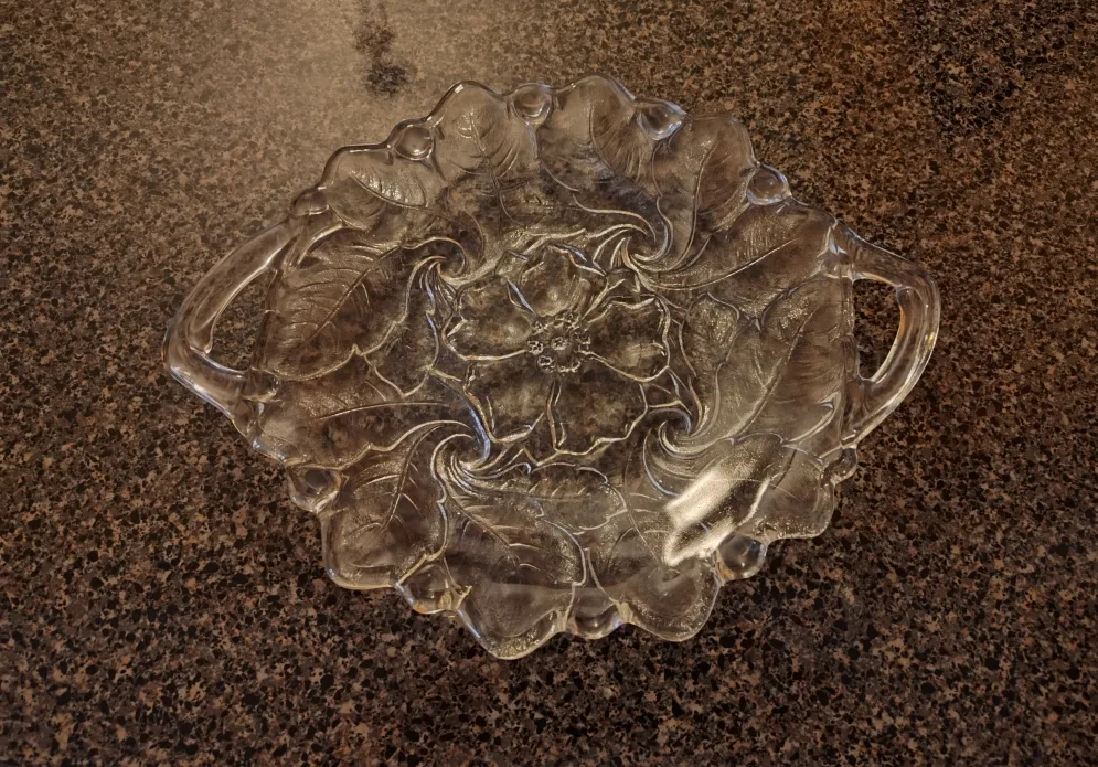 Vintage Wild Rose Cake Platter by Indiana Glass Company thumbnail