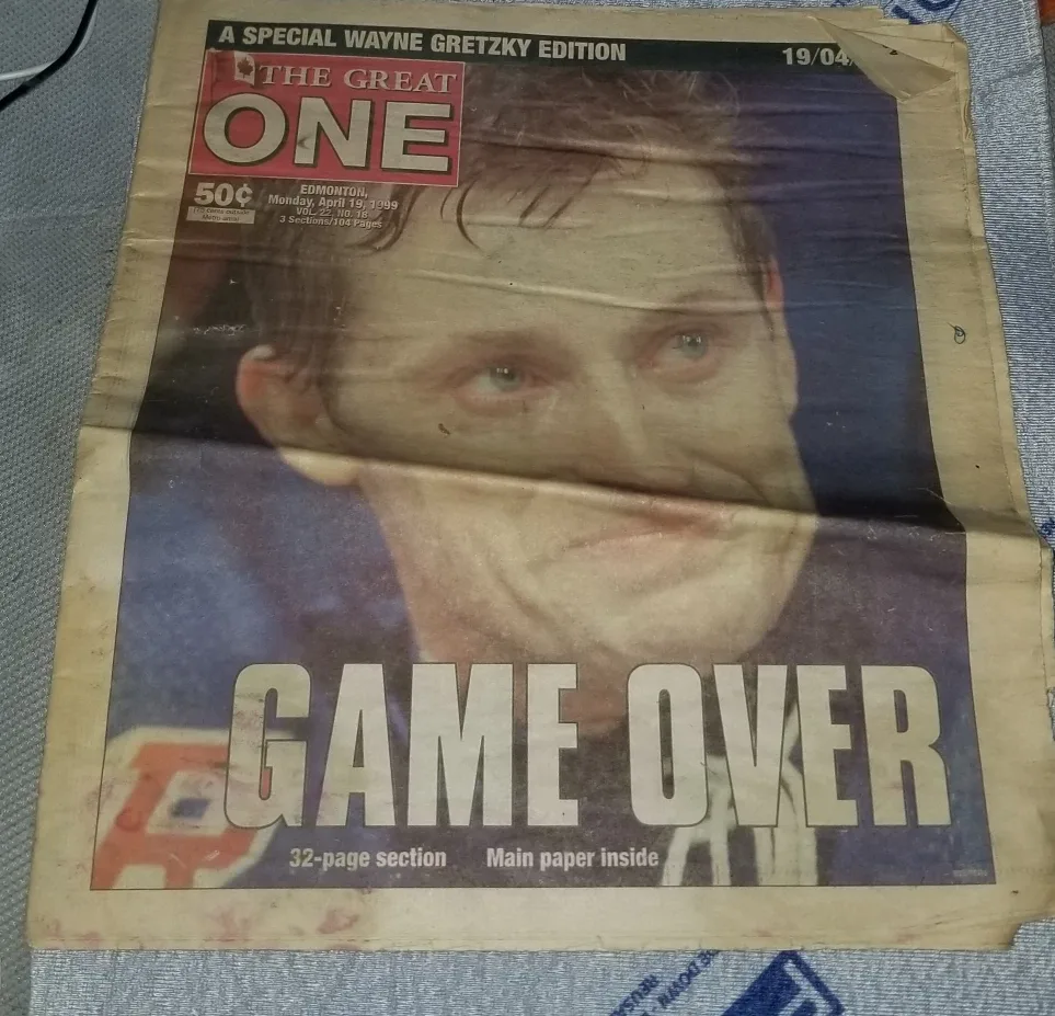 Wayne Gretzky 'The Great One' Newspaper - April 19, 1999 thumbnail