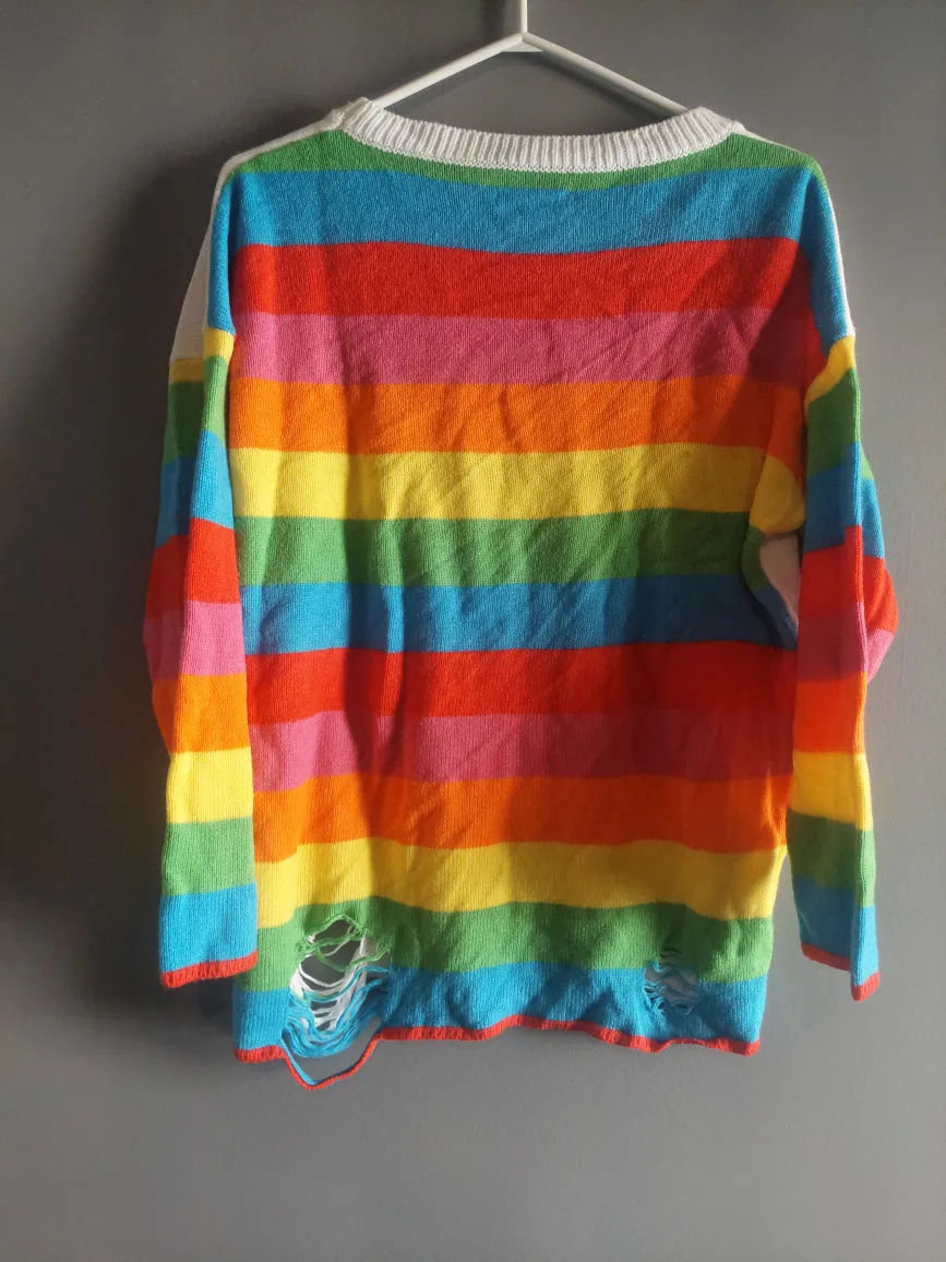 Rainbow Stripe Graphic Sweater by Iron Fist image indicator(2)