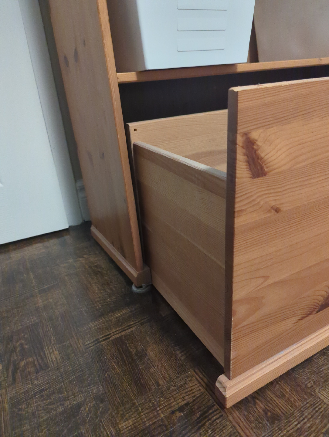 Wooden Bookcase with Bottom Drawer on wheels - photo 2