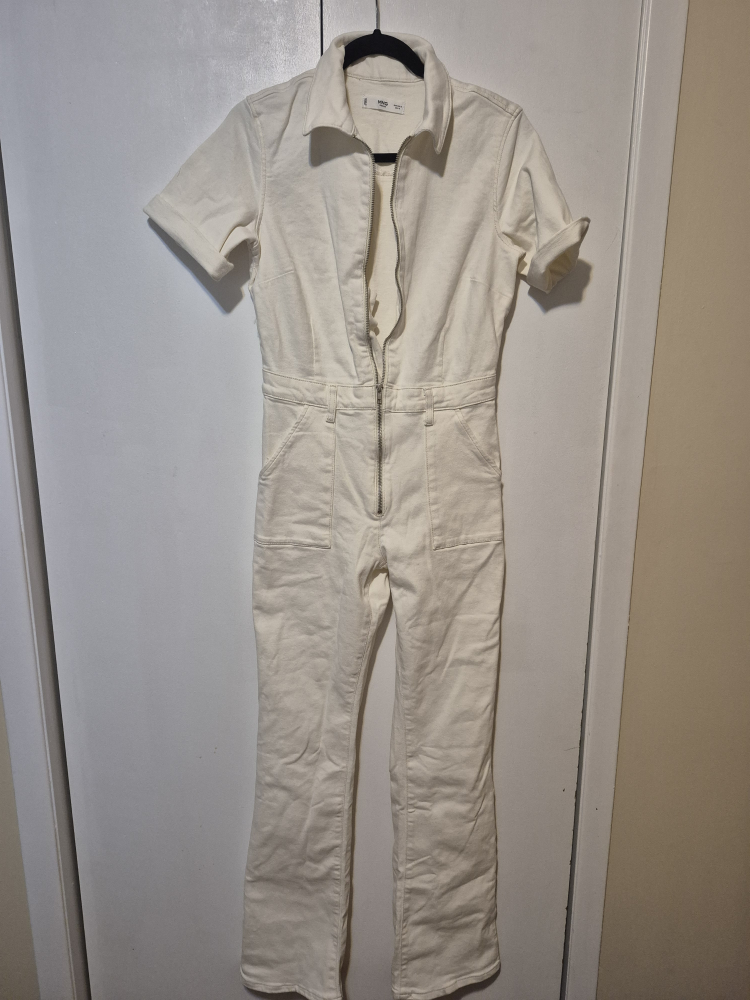 Mango Off-White Denim Jumpsuit