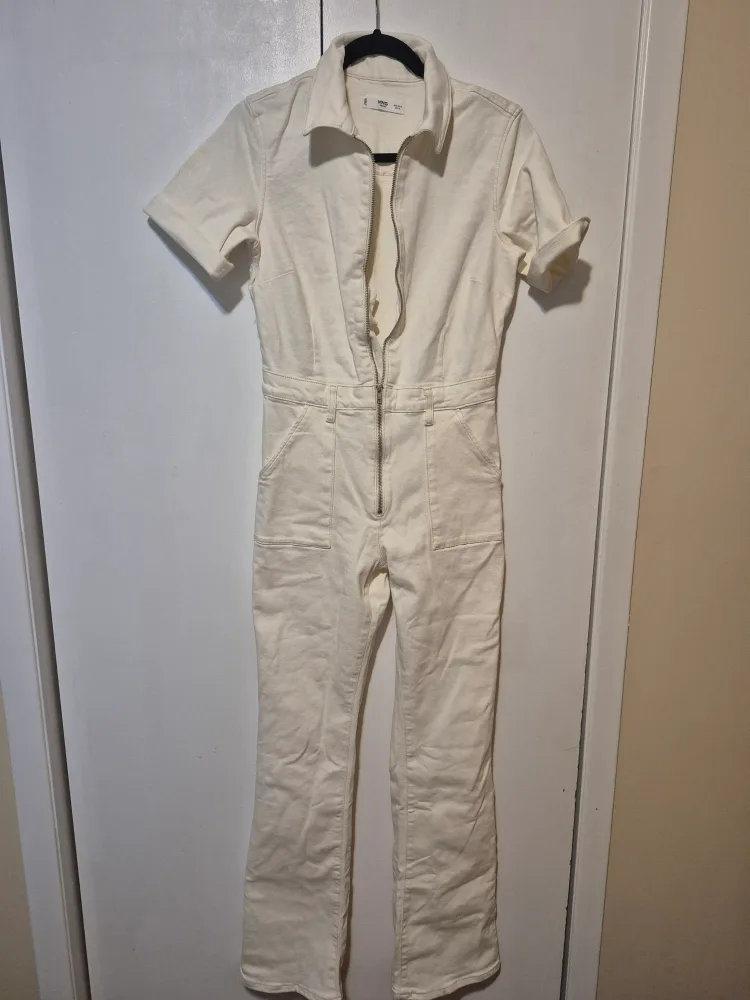 Mango Off-White Denim Jumpsuit thumbnail