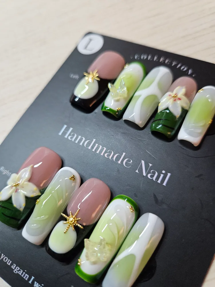 Handmade Nail Art Warm - Press On Nails (Size L) thumbnail