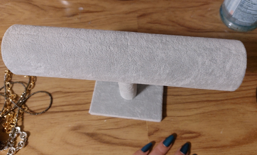 Grey Velvet Jewelry Display Stand
