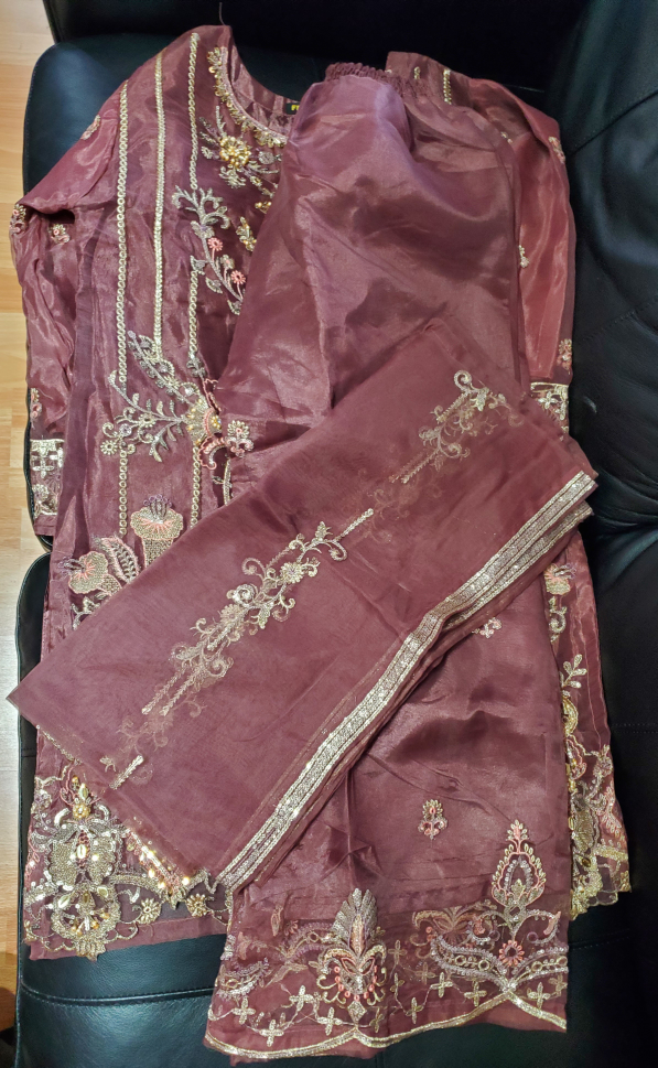 3-piece suit, shalwaar kameez, plum color - photo 2