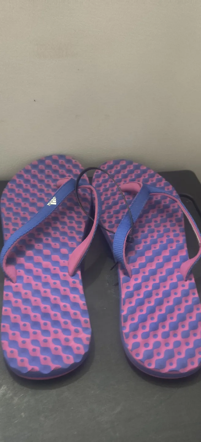 Adidas Pink & Blue Patterned Flip Flops thumbnail