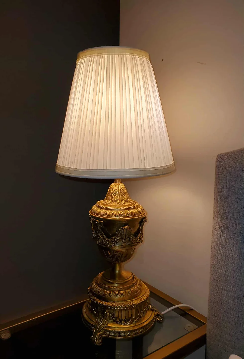 A Pair of Antique French Gold Accent Table Lamp - HEAVY thumbnail