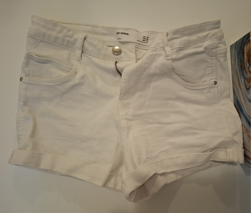 Zara TRF Denim White Shorts - Size 36