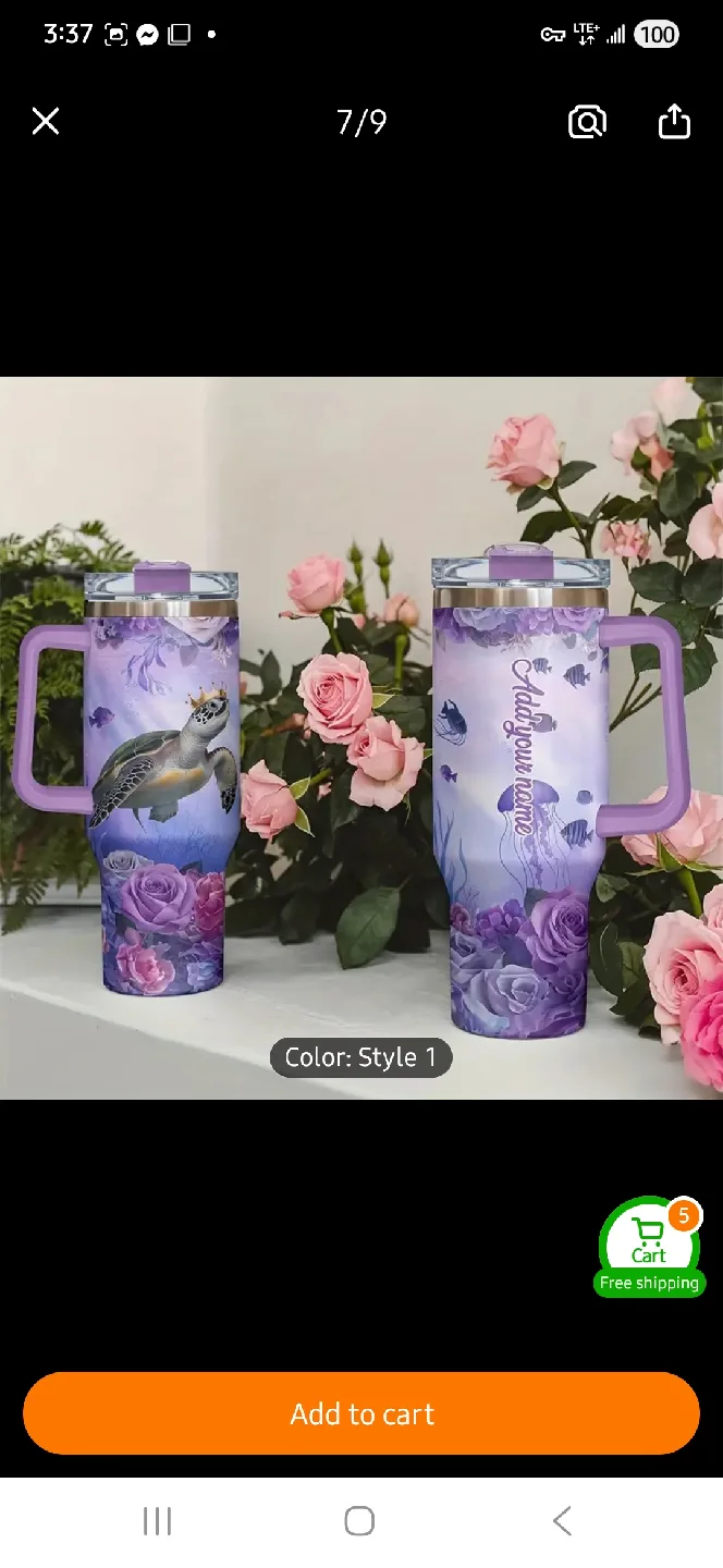 NEW Custom 40oz Purple Turtle Tumbler 🐢 💜 image indicator(7)