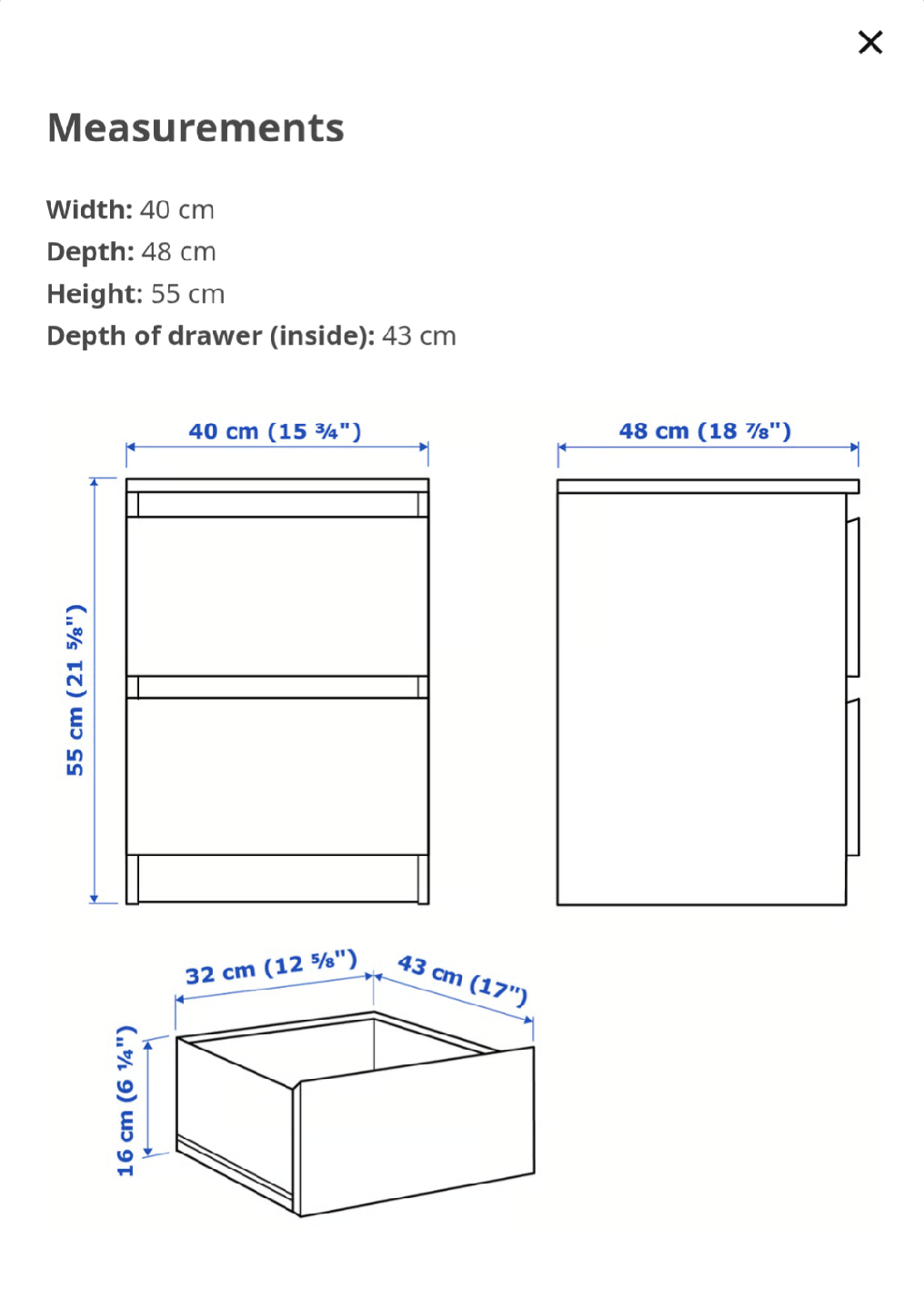 IKEA Malm Nightstand w/ 2 Drawers Black/Dark Brown - photo 3