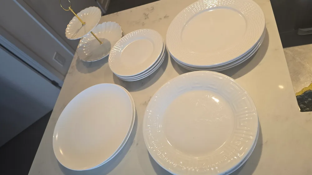 White Dinner Plates & Two-Tiered Serving Stand thumbnail