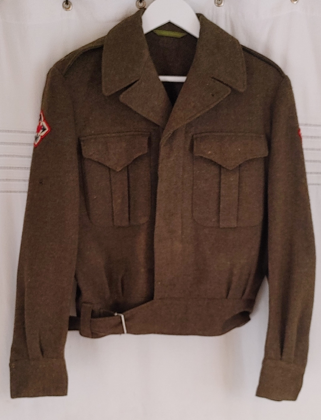 Vintage Wool Military Jacket - Olive Green