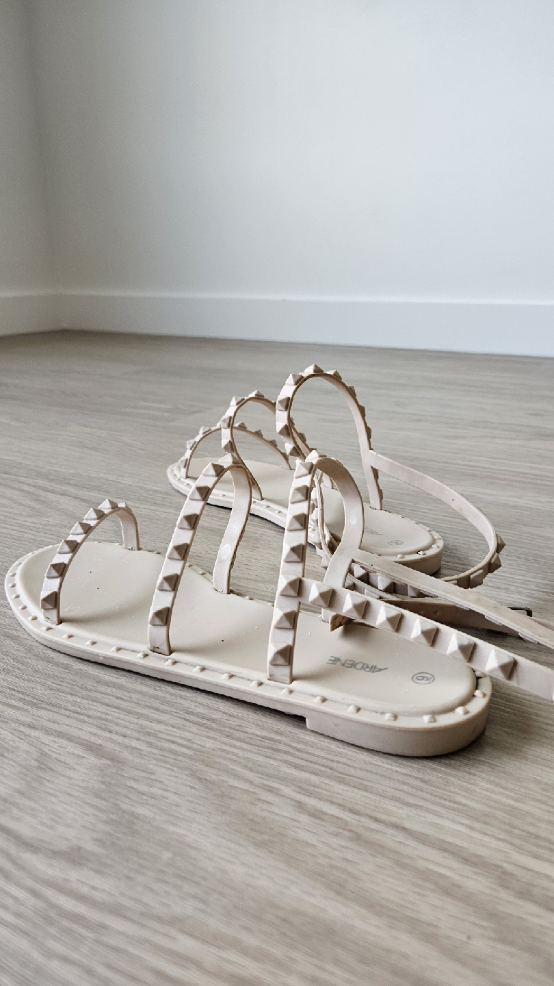 Ardene Beige Studded Gladiator Sandals - photo 2