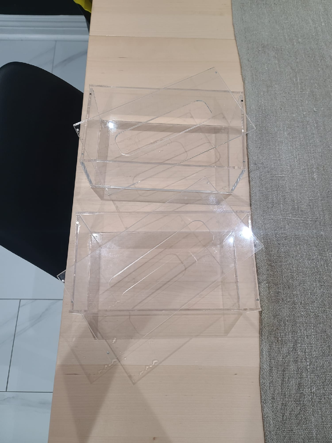 Two Clear Acrylic Tissue Box Covers