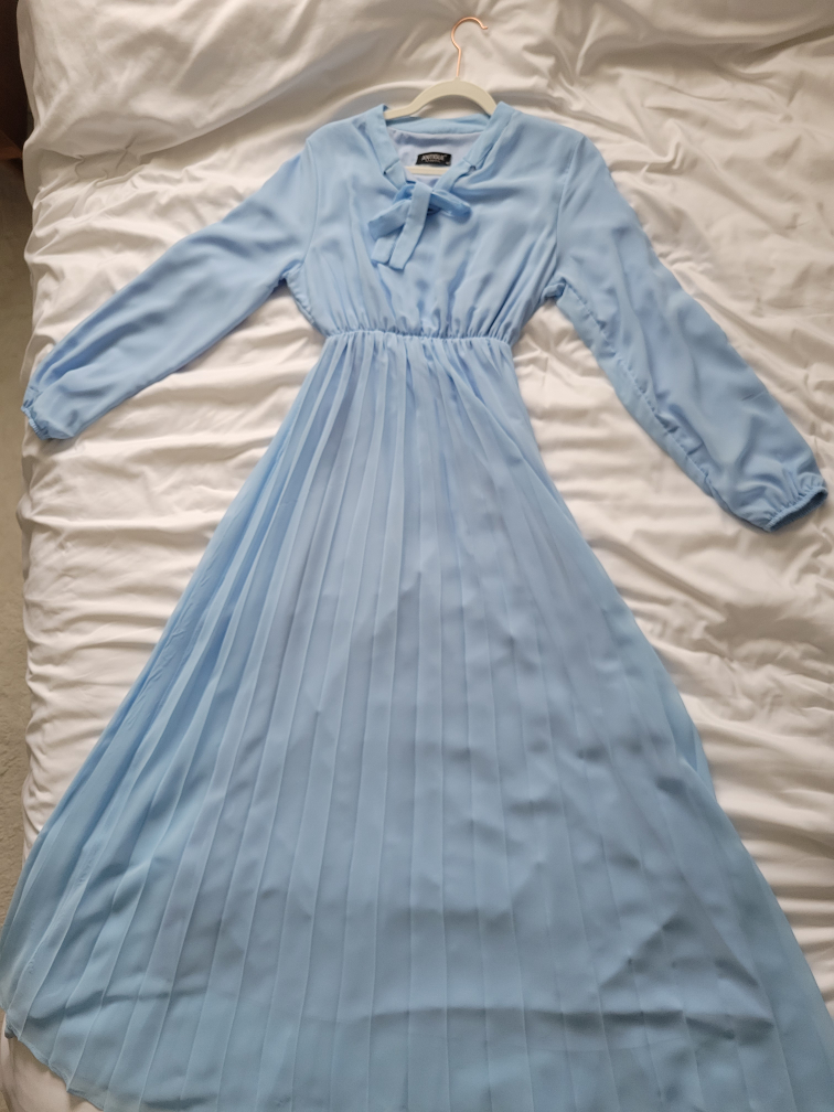 Antique Istanbul Light Blue Pleated Maxi Dress - Size 42/Small - photo 2