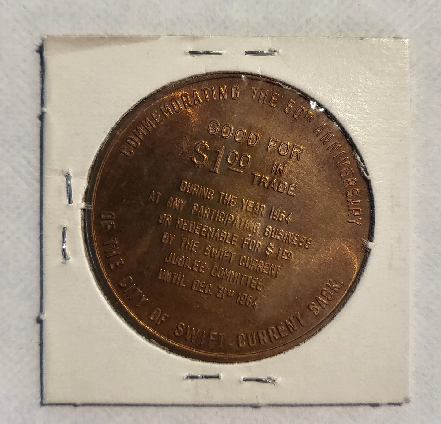 Swift Current Frontier Days 1914-1964 Commemorative Token image indicator(2)