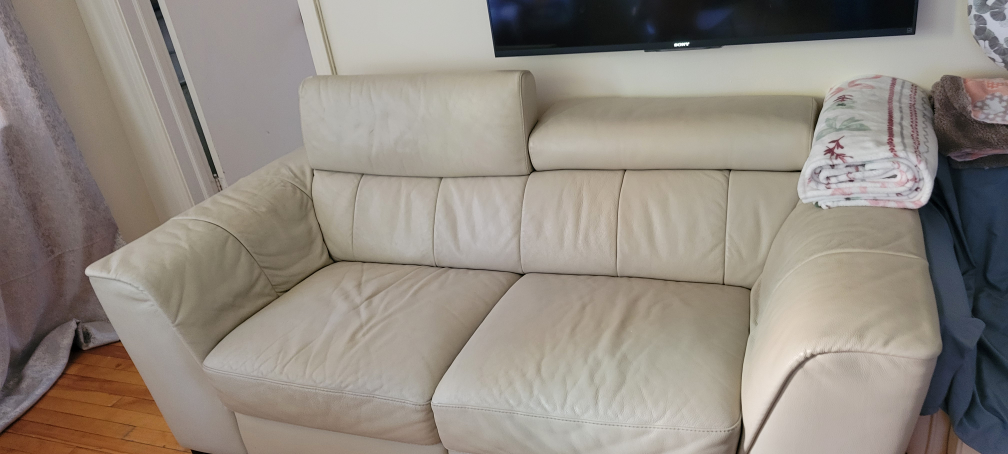 Divan 2 places en cuir beige - photo 2