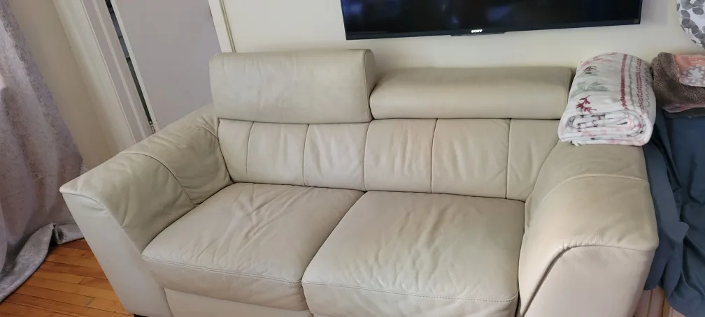 Divan 2 places en cuir beige image indicator(2)