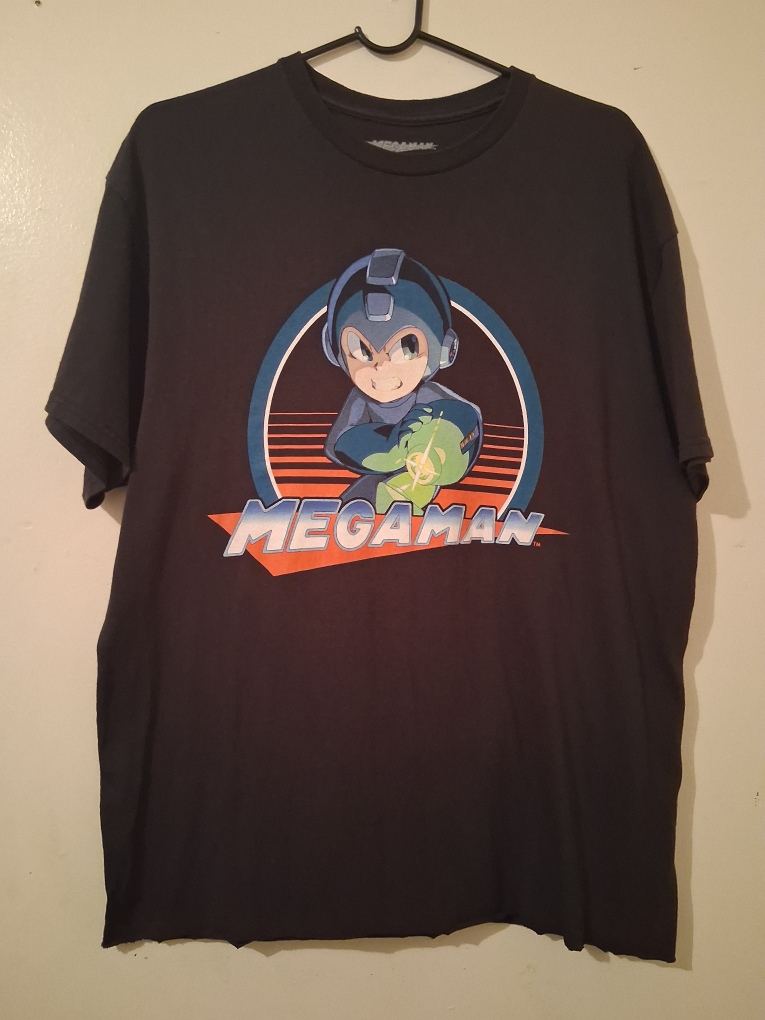 Mega Man Black Graphic T-Shirt - Size Large