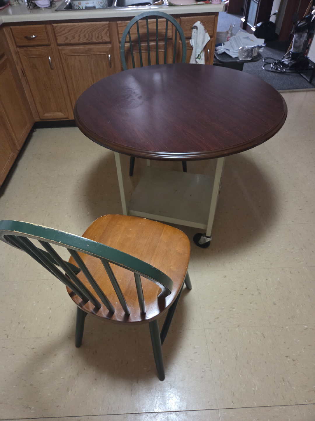 Round Wood Table with Two Chairs - photo 2