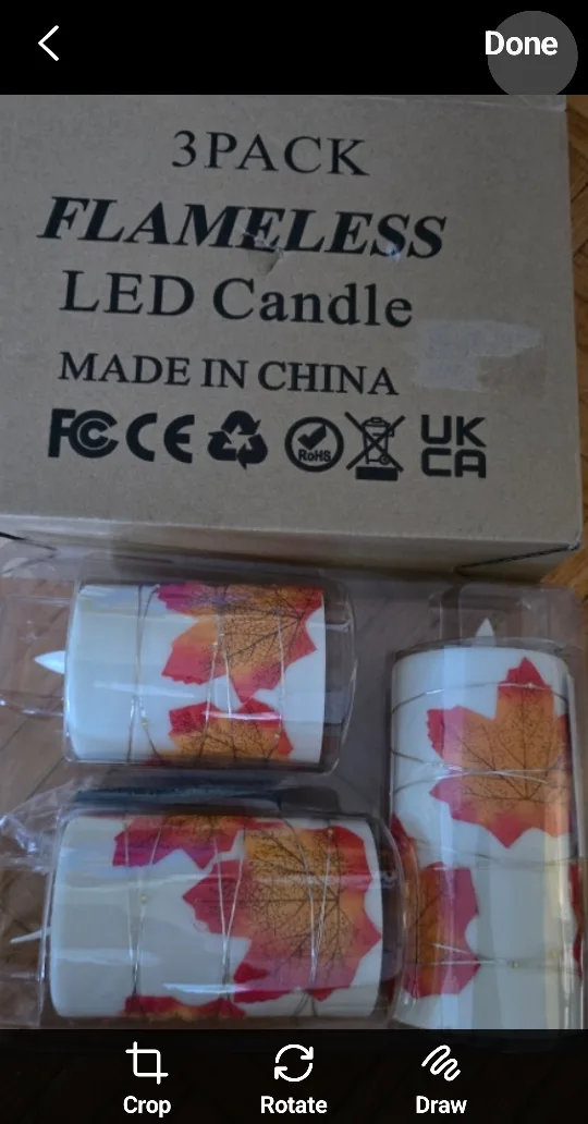 New 3-Pack Flameless LED Candles with Autumn Leaf Design thumbnail