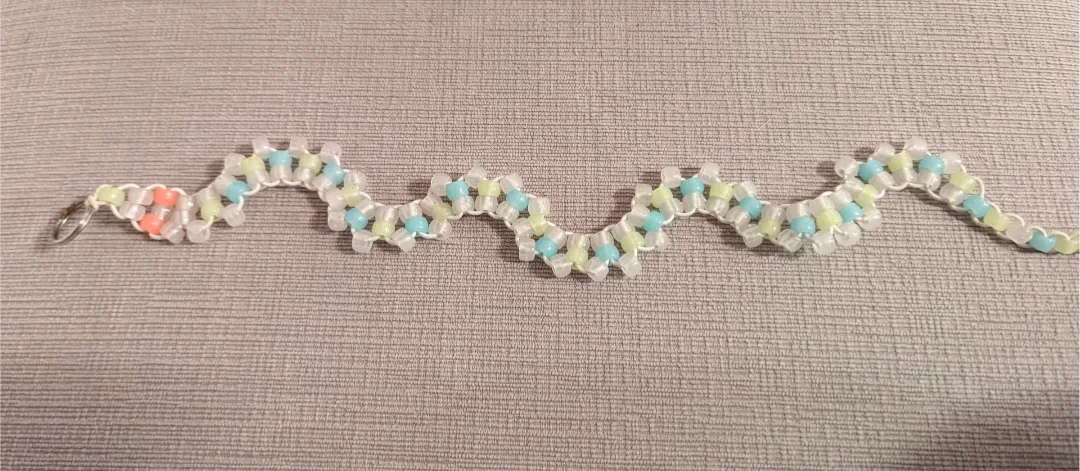 Handmade Beaded Snake Keychain - Pastel Colours thumbnail