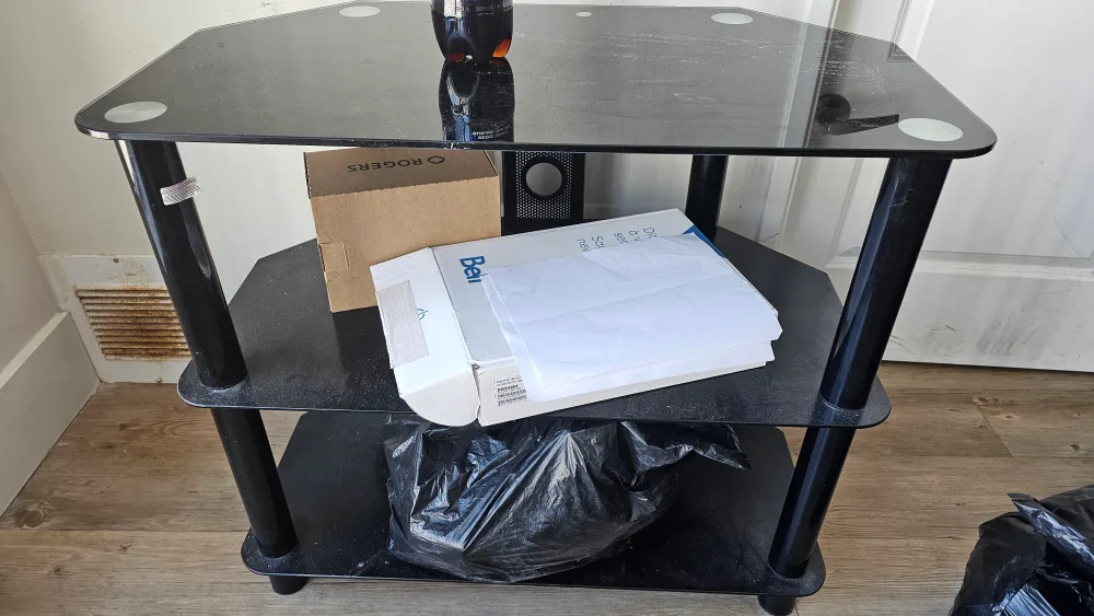 Black Glass Corner TV Stand thumbnail