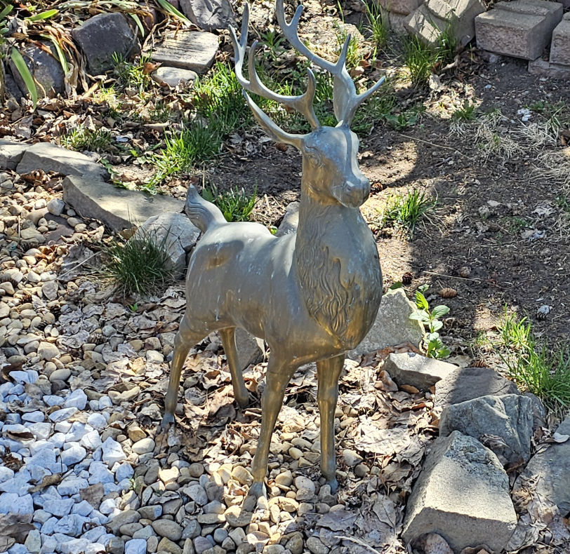 Vintage bronze Deer and Buck Garden Statues - photo 2