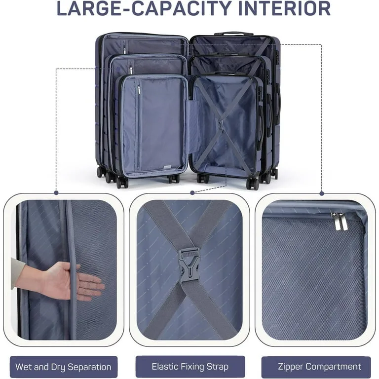 New Hard Shell Lightweight 3Pc Luggage Set image indicator(6)