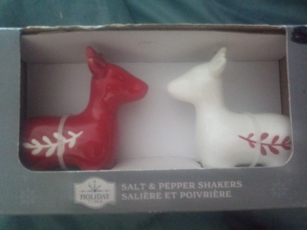 Holiday Time Deer Salt & Pepper Shakers - New in Box!