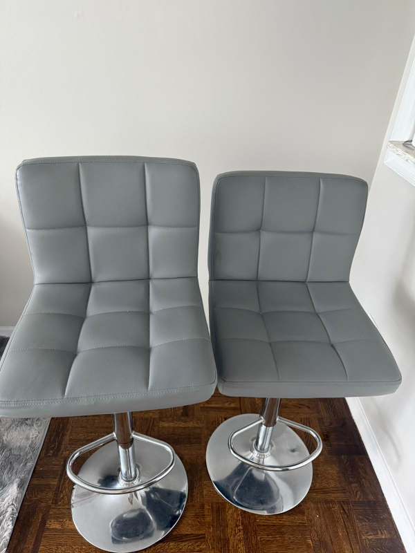 Set of 2 Grey Swivel Bar Stools