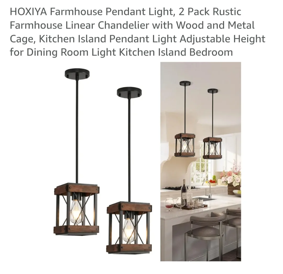 HOXIYA Farmhouse Pendant Light - 2 Pack thumbnail