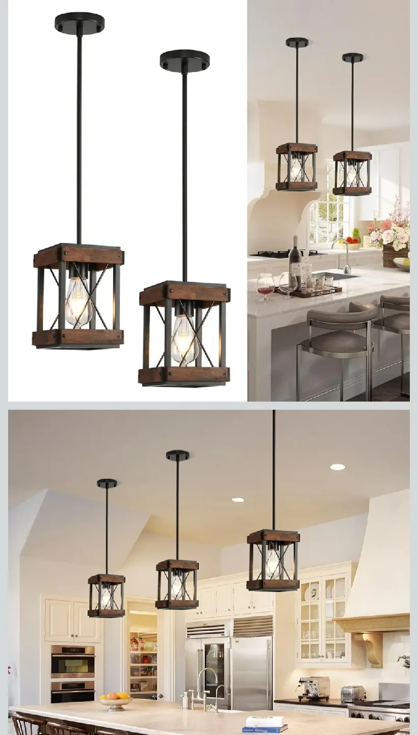 HOXIYA Farmhouse Pendant Light - 2 Pack image indicator(2)