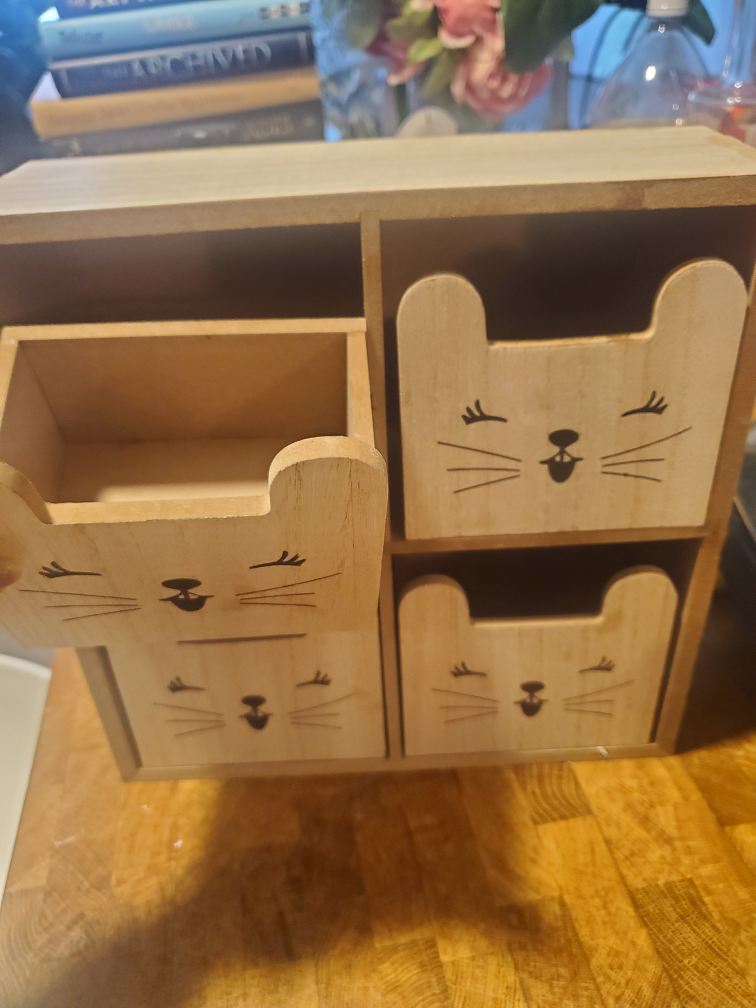 Wooden Cat Drawer Organizer