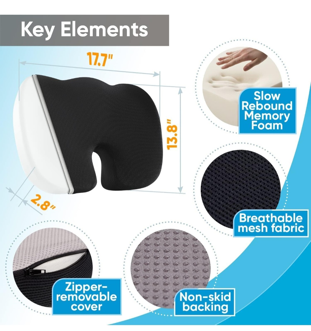 5 STARS UNITED Seat Cushion for Desk Chair - Tailbone, - photo 3