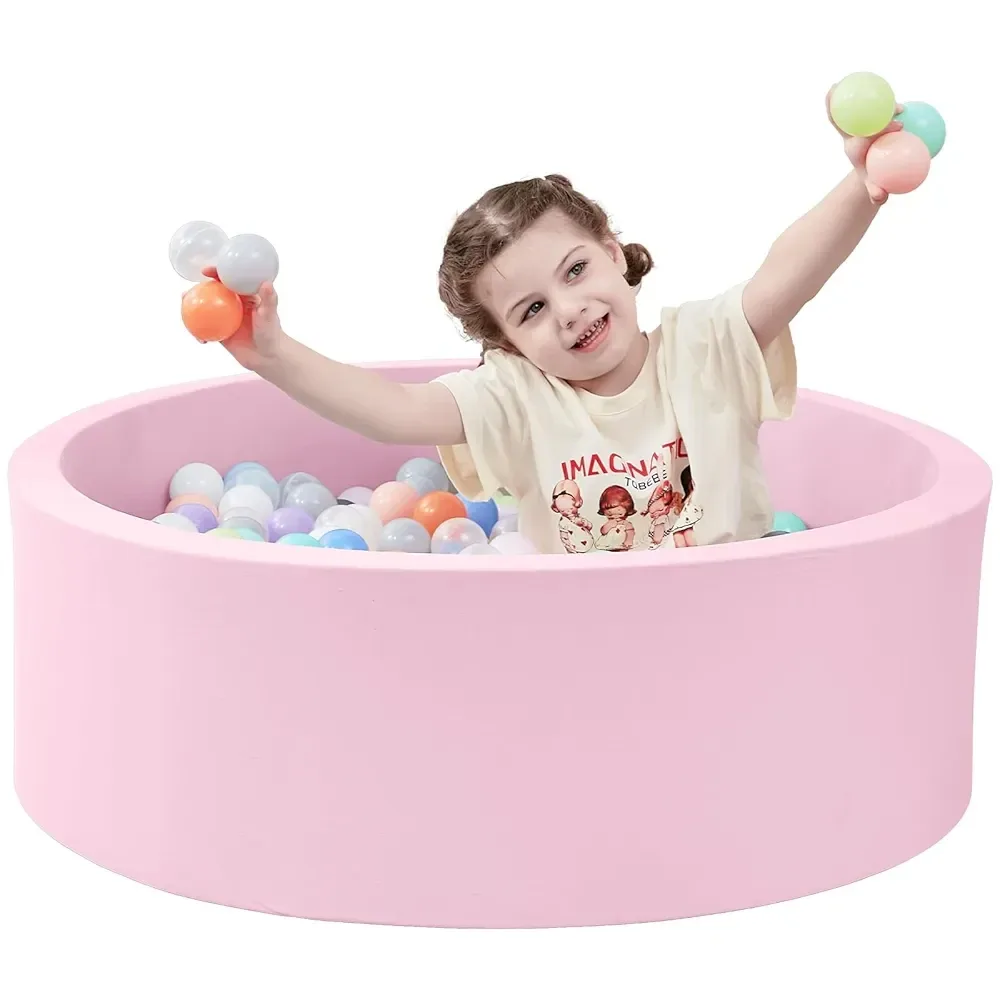 NEW Pink and Grey Foam Ball Pit Playpen - Kids Play Area 90x30cm thumbnail