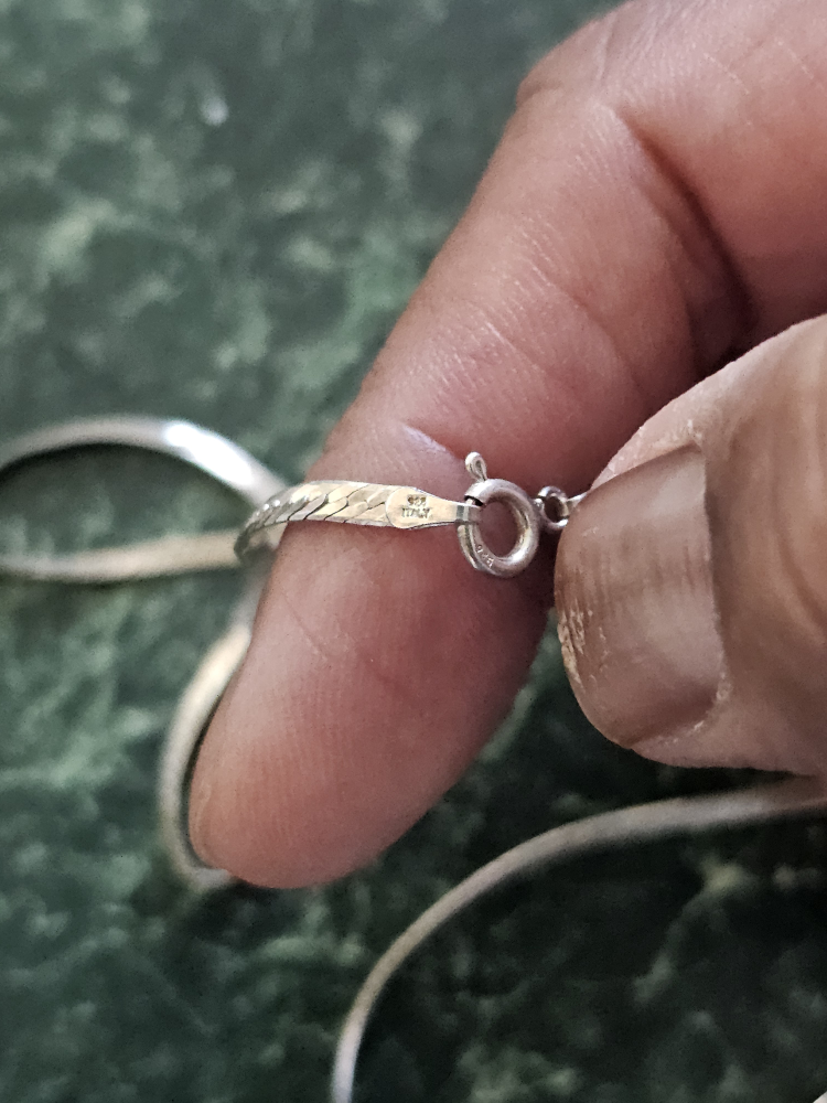 Sterling Silver Herringbone Chain Italy 24" - photo 2