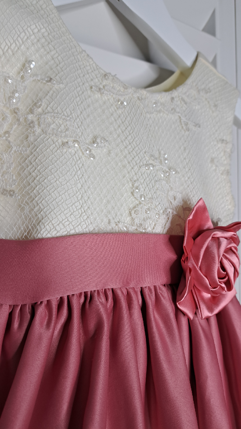 Pink & Cream Dress with Rose Detail - photo 3