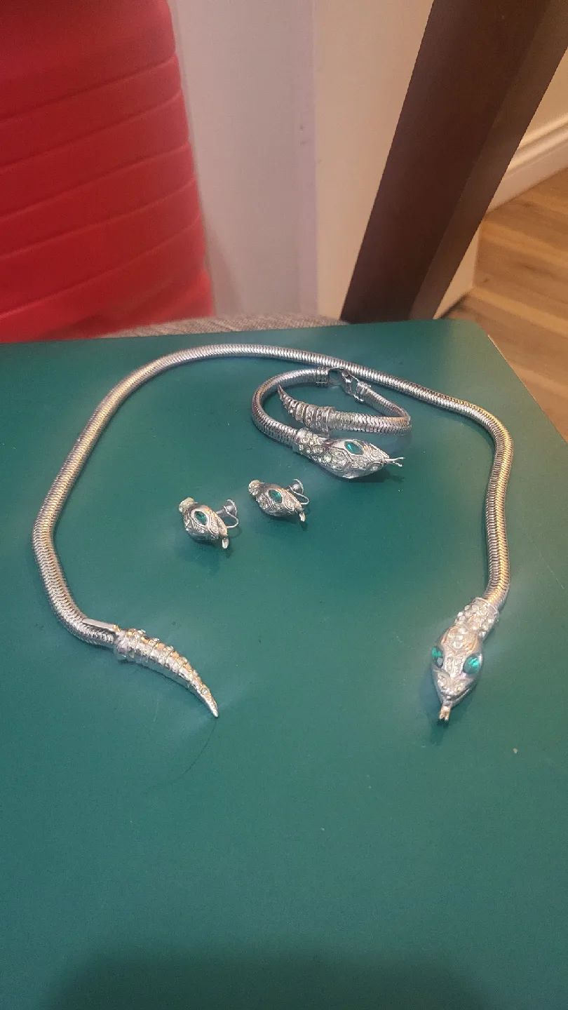 Vintage Snake Jewellery Set: Necklace, Bracelet, Earrings image indicator(2)