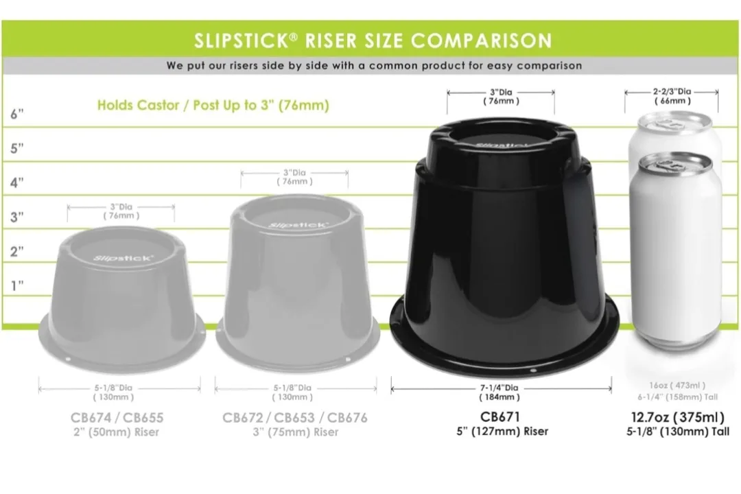 Slipstick 5" Bed Risers/Furniture Raisers - Set of 4 image indicator(6)
