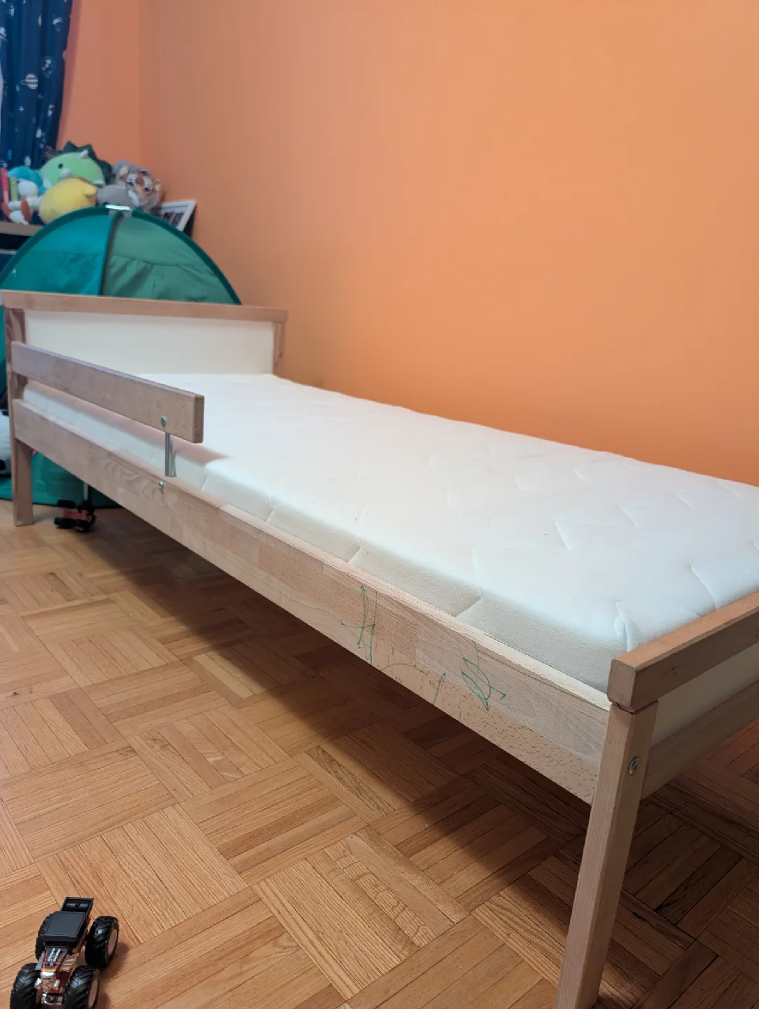 IKEA Vikare Bed Frame with Guard Rail (+ Mattress) image indicator(2)
