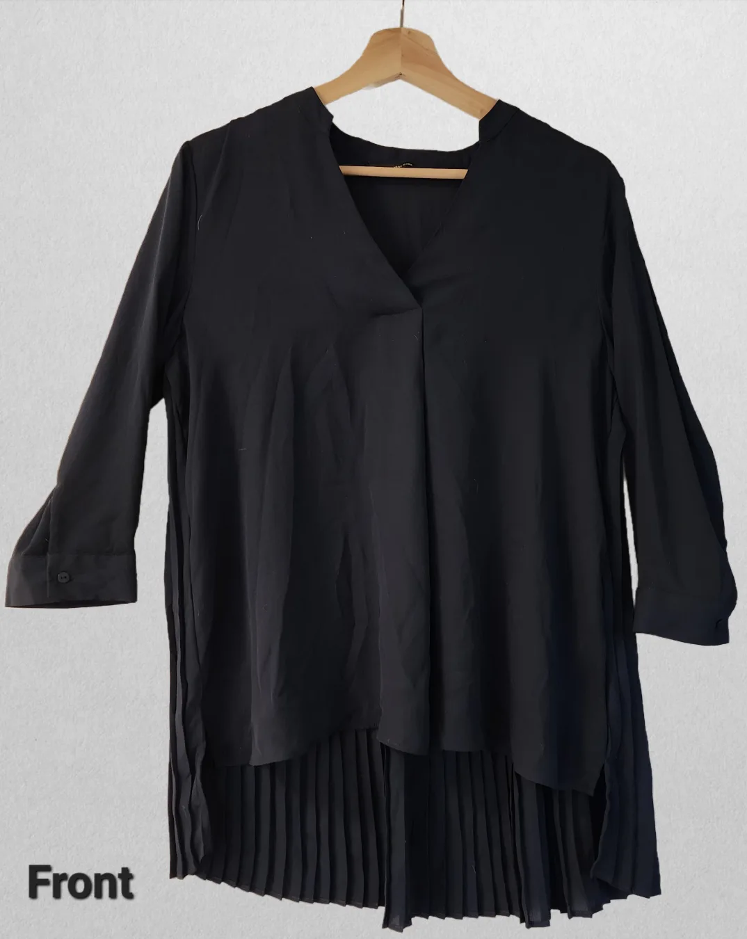 Women's Dark Navy Blue Blouse Dress Shirt with Pleated Back thumbnail