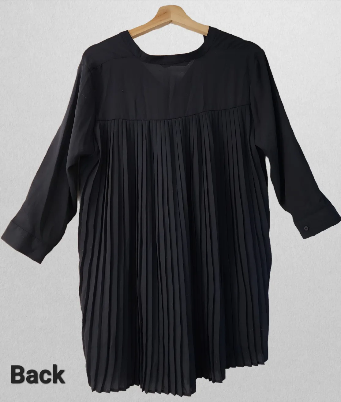 Women's Dark Navy Blue Blouse Dress Shirt with Pleated Back image indicator(2)