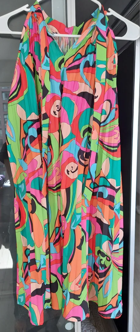 Colorful Pleated Dress