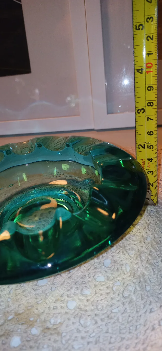 Vintage Czech Art Glass Ashtray, Turquoise image indicator(8)
