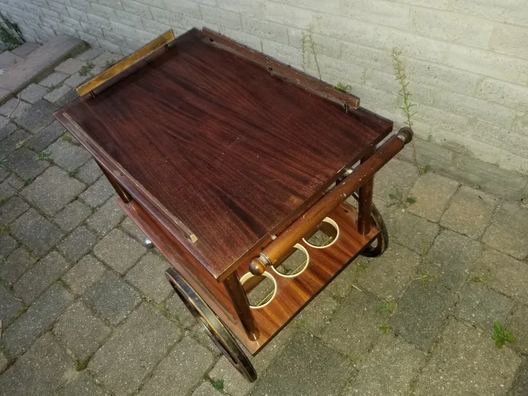 Vintage Style Wooden Rolling Bar/Food Cart 🥕 image indicator(4)