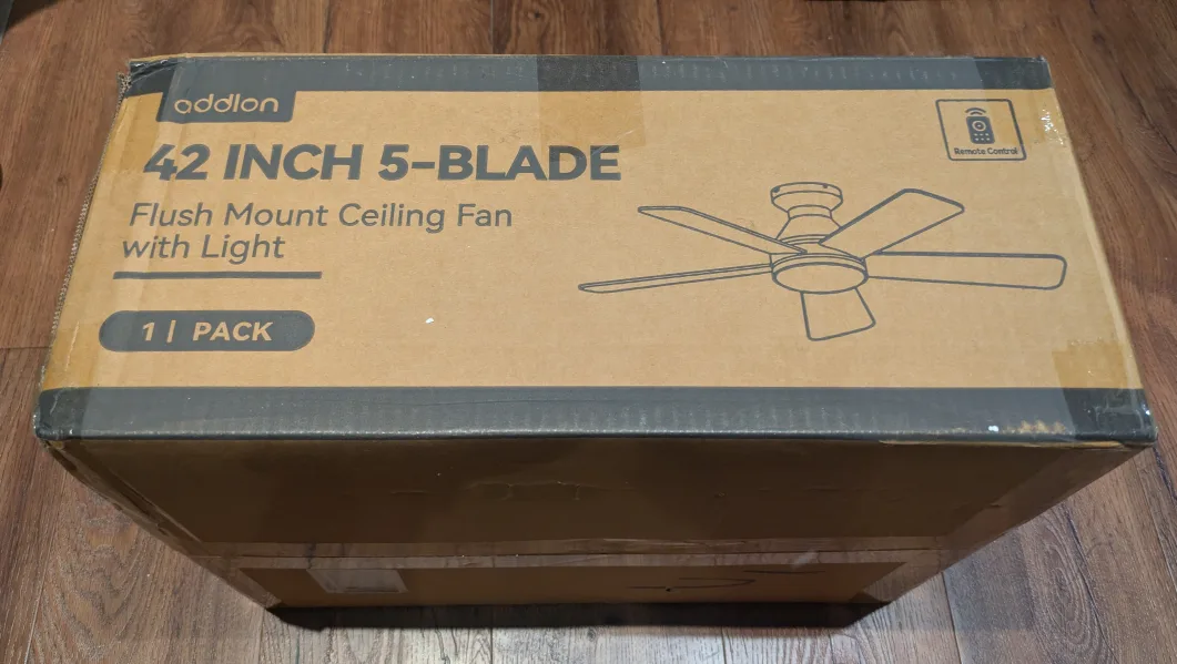 New addlon 42 inch 5-blade flush mount ceiling fan - black thumbnail